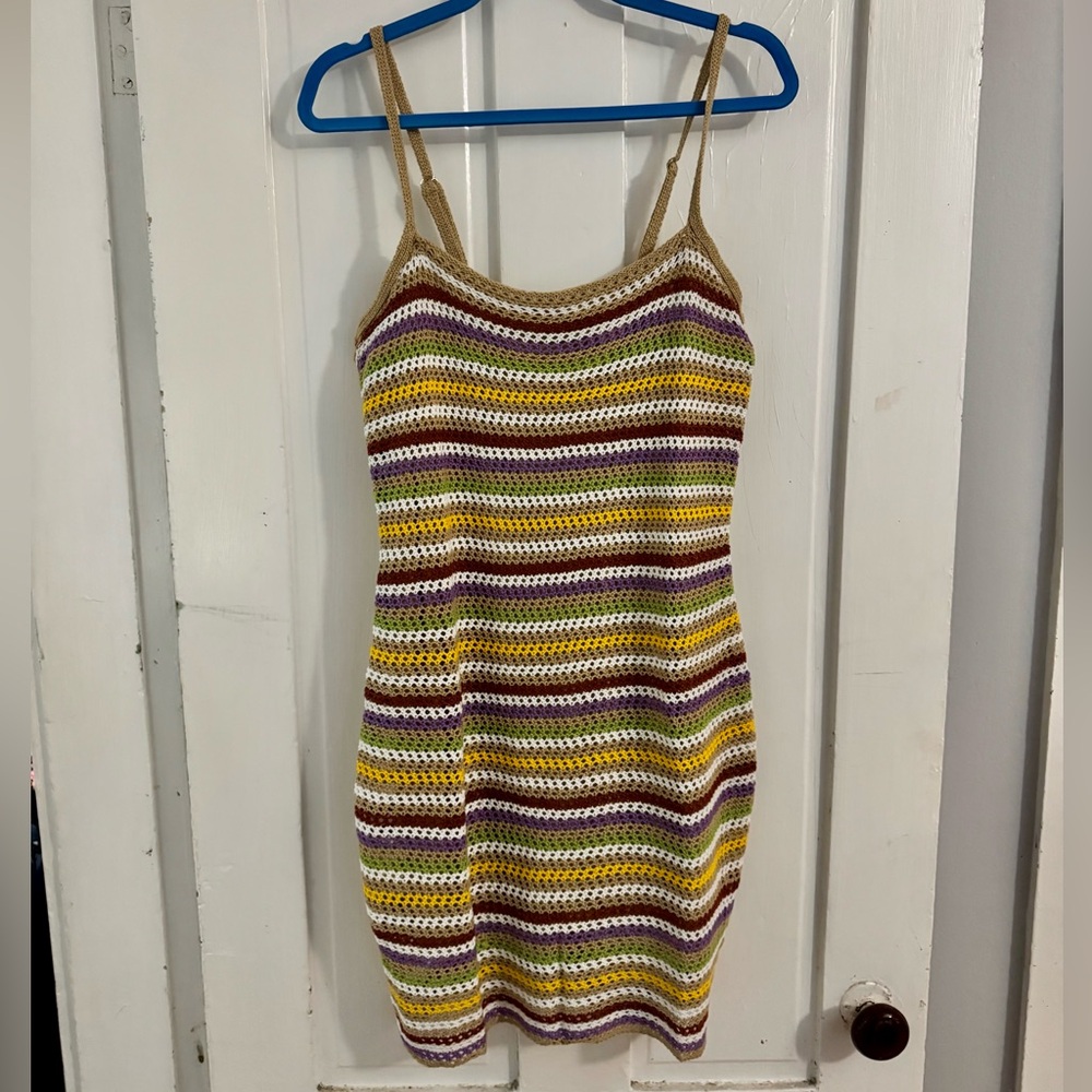 NWT Fashion Nova Multicolor Crochet knit Dress XL